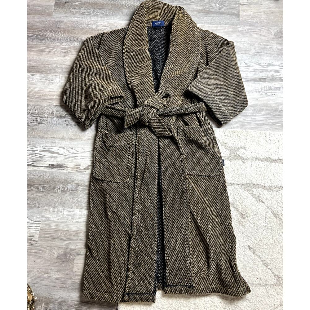 Nautica Chunky Knit Lounge Robe Belted Cozy One Size Sleepwear Old Money Classic